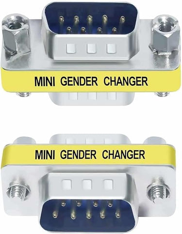 TECHZOCO Adaptador RS232 DB9 Macho a Macho, Acoplador DB9, Adaptador de Cambiador de Género RS-232 - RS-485 - TTL - DB9, Conector Serie Macho a Macho, RS232 Plug 9 Pin, Macho a Macho
